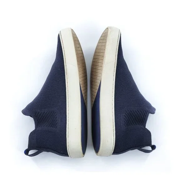 ROTHY'S The Chelsea Boot Slip On  High Top Sneakers in Navy Knit - Picture 8 of 12